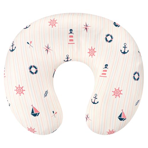 DILIMI Nursing Pillow Cover, Removable Pillowcase for Breastfeeding Pillows Sailboat Print, Ultra Soft Comfortable Slipcover for Baby Girl and Boy, Navigation Anchor
