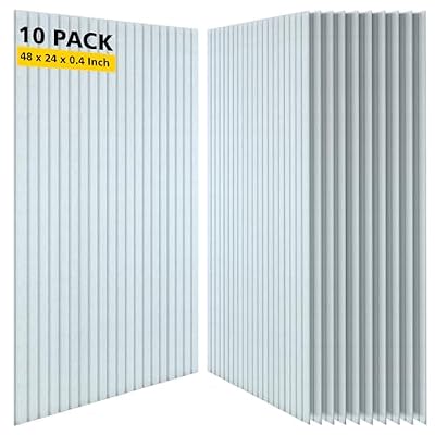 AUTORIFIC Acoustic Panels,10 Pack Sound Panels Noise Reducing for Walls,47.2"x23.6"x0.35" Soundproof Wall Panels,High-Density Acoustic Wall Panels,Decorative Wall Sound Absorbing Panel,White