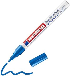 edding 751 gloss paint marker - blue - 1 paint marker - round nib 1-2 mm - paint pen for glass, pebbles, wood, plastic, paper - waterproof, high coverage