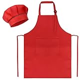 SUNLAND Kids Apron and Hat Set Children Chef Apron...