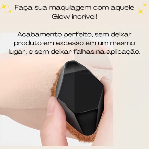 Pincel Mágico Reto De Maquiagem Facial Para Base Possui Alta Densidade Formato Hexágono Kabuki Para