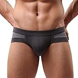 Men's Underwear,Neartime Mens Low Waist Boxers Briefs Men Underpants Soft Shorts (M, Gray)