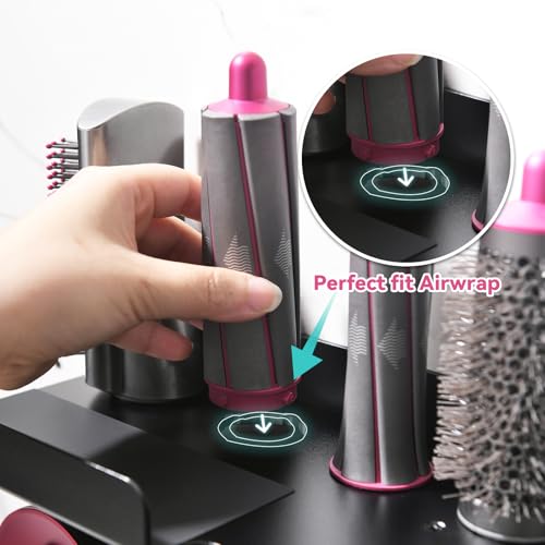 Floatant Wall Mount Holder for Dyson Airwrap Styler & HD16 Hair Dryer, 2-in-1 Curling Iron Organizer with Hooks, Magnetic Storage Rack for Accessories Nozzles Barrels Brushes