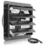HYITO 16 Inch Shutter Exhaust Fan, Aluminum Wall Mounted Exhaust Fan with Power Cord,2060 CFM High Speed Automatic Louvered Vent Fan for Greenhouse, Factory,Shop,Garage, ETL Listed