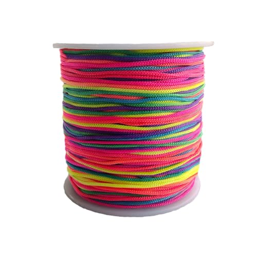 1MM 140 Yards Nylon String Cord Nylon Braided Beading Thread for Friendship Bracelet Jewelry Making Chinese Knotting Arts and Crafts Macrame (Rainbow)