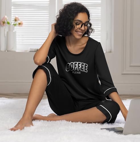 Image of PrinStory Womens Pajama Sets Capri Pjs Soft Lounge Sets XS-4XL