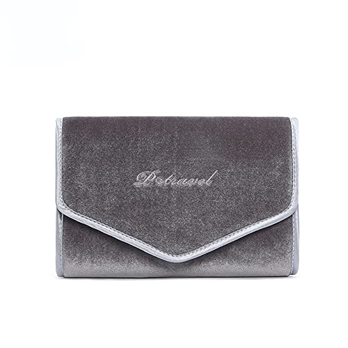 Lichi Organizador de joyas, rollo de bolsa de joyería de viaje, caja de viaje, funda para múltiples collares, anillos, relojes, gafas de sol, pulseras de cuero flexible, color gris