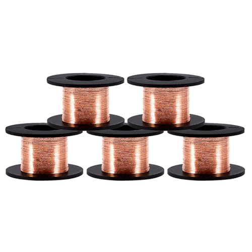 5 uds Alambre de Cobre Esmaltado de 0,1 mm, Alambre de Bobinado Magnético 12 m Longitud para Fines de Conexión Soldadura