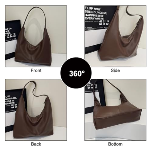 Hobo Bags for Women, PU Leather Slouchy Tote Handbag Soft Large Top Handle Crossbody Shoulder Purses with Zipper4