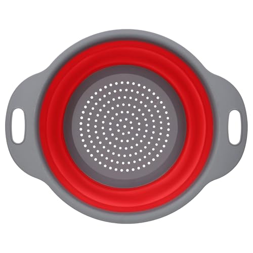 GMMH Colador plegable plegable colador de silicona colador plegable cocina orden fideos colador (rojo)