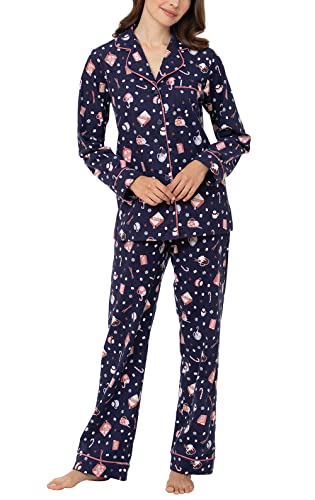 PajamaGram Womens Winter Pajamas - Warm Pajamas For Women, Mugs & Kisses, 2X