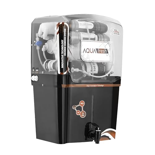 Image of Aqua Fresh 12 LPH Copper Alkaline RO + UV + UF Water Purifier for Home with Minerals & Free Pre-Filter - Suitable for Borewell, Tanker & Municipal Water (Black)