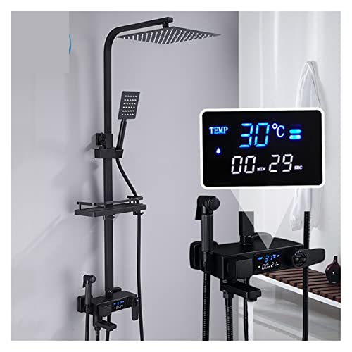 Juego de grifo de ducha táctico de latón con pantalla digital de 12 pulgadas, columna de ducha táctica para baño, sistema de ducha completo
