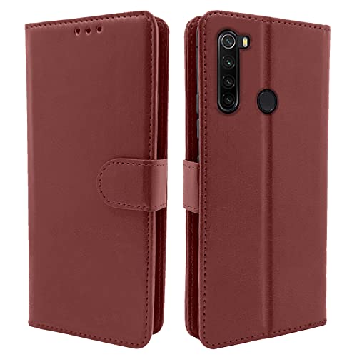 Pikkme Redmi Note 8 Flip Cover Case | Leather Finish | Wallet Stand | Shock Proof | 360 Degree Complete Protection Flip Cover for Xiaomi Redmi Note 8 (Brown)- Best and cheap mobile covers in India