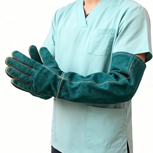 60 CM Bissfeste Handschuhe für den Umgang mit Tieren, Anti-Biss Arbeitshandschuhe Vollarm Schutzhandschuhe zum Schweißen, Pflegen, Umgang mit Hund, Katze, Vogel, Schlange, Papagei, Eidechse, Reptilien