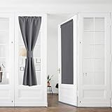 PONY DANCE Tende Oscuranti per Interni 2 Pezzi 60x240 CM Tende a Vetro per Porta Finestra Tendine Termiche per Cucina Curtains Moderne con Tasca, Grigio