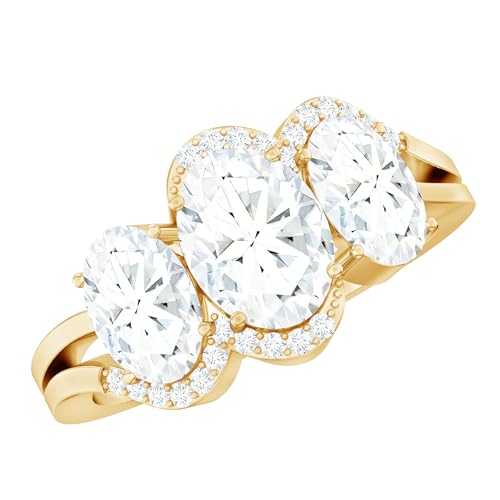 Certified Lab Grown Diamond 3 Stone Engagement Ring, Ef-Vs Quality, Oval Diamond Designer Ring For Women - Ready To Gift