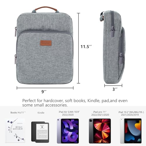 Aplufine Book Sleeve with Zipper, Book Pouch 11" X 9", Book Protector Pouch, Book Sleeve for Book Lovers, Book Cover, Book Carrying Case for Book Accessories, Study Suppliers