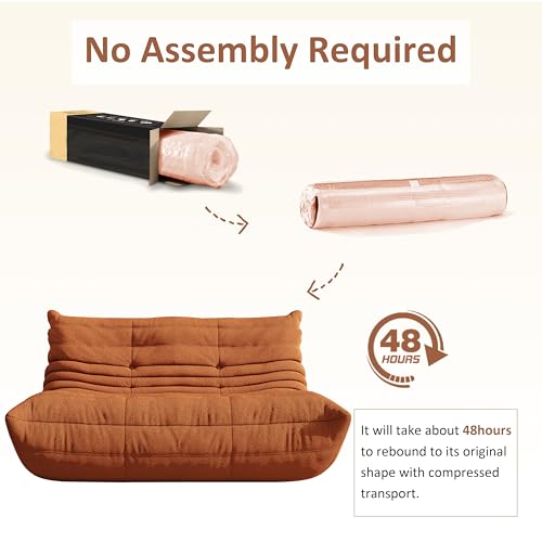 Image of Giant Bean Bag Chair for Adult, Cozy Boneless Fireside Accent Loveseat Chair,Memory Foam Floor Sofa, Comfy Lounge Couch for Bedroom Small Living Room Apartment Daily Relax(Orange,Loveseat)