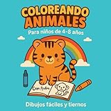 COLOREANDO ANIMALES - ANIMALS COLORING: Libro bilingüe para colorear con 50 animales kawaii | Nombres en español e inglés | Dibujos grandes y fáciles para niños de 4 a 10 años