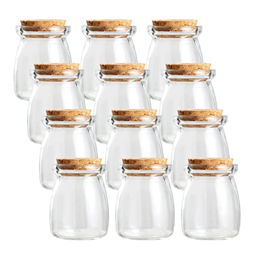 Magic Season Decorative Glass Bottles with Cork Stoppers (3.3 fl oz. Pudding Bottles / 12 Pcs)