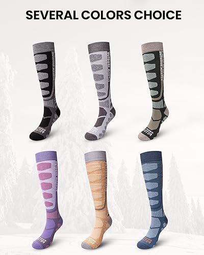 Outdoormaster 604275 Merino Wool Ski Socks, 3-Pack Over The Calf Non-Slip Cuff For Men & Women, Winter Compression Thermal Socks For Skiing, Snowboarding, Outdoor Sports thumb #5