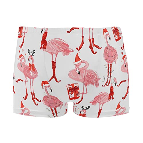 Boxer Briefs Swimming Trunks Mens Christmas Flamingos Xmas Bird Beach Bikini Underwear Medium