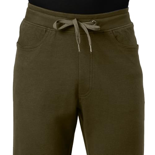 Image of F A S O Men's Cotton Track Pants - Casual Fit, Ottoman Fabric, Denim Pocket, Invisible Back Pocket, Adjustable Drawcord Waist - Gym, Workout, All-Day Comfort Lounge Joggers