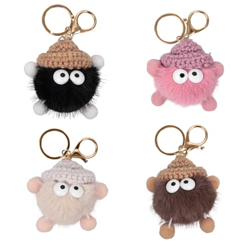 Porte Clef Femme 6 Pièces Pompon Peluche Personnalisée Porte-clés avec Mousqueton en Peluche Douce pour Voiture pour Décoration de Sac à dos Décoration...