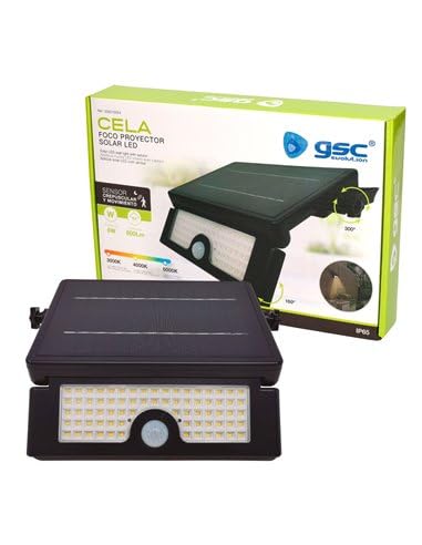Cela Faretto LED solare con sensore di movimento e crepuscolare 6W 3000-4000 - 6000K IP54 Nero