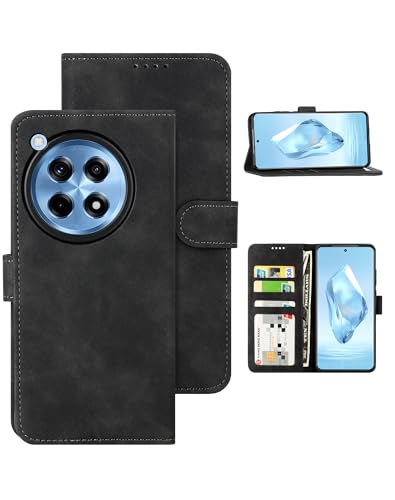 Eastcoo Flip Wallet Case for OnePlus 12R 5G, [3 Card Slots][Stand Function] PU Leather Shockproof Protective Case Cover for OnePlus 12R 5G 2024, Black