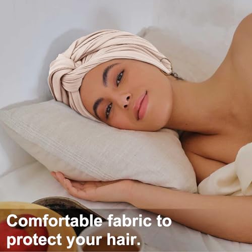 DRESHOW Hair Wrap for Women Ribbed Soft Stretch Jersey Head Scarf Breathable Lightweight Turban Solid Color - Image 3