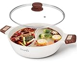 Soupify Hot Pot mit Trennwand, Antihaft-Shabu-Topf, Doppelgeschmack, Suppentopf mit Deckel zum...