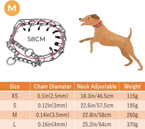 Pettom Dog Prong Collar Dog Choker Pinch Collar No Pull With Comfort Rubber Tips Silver Plating Adjustable Link Chain For Medium Large Dogs Pitbull(M 22.8 Inch) #TOP1