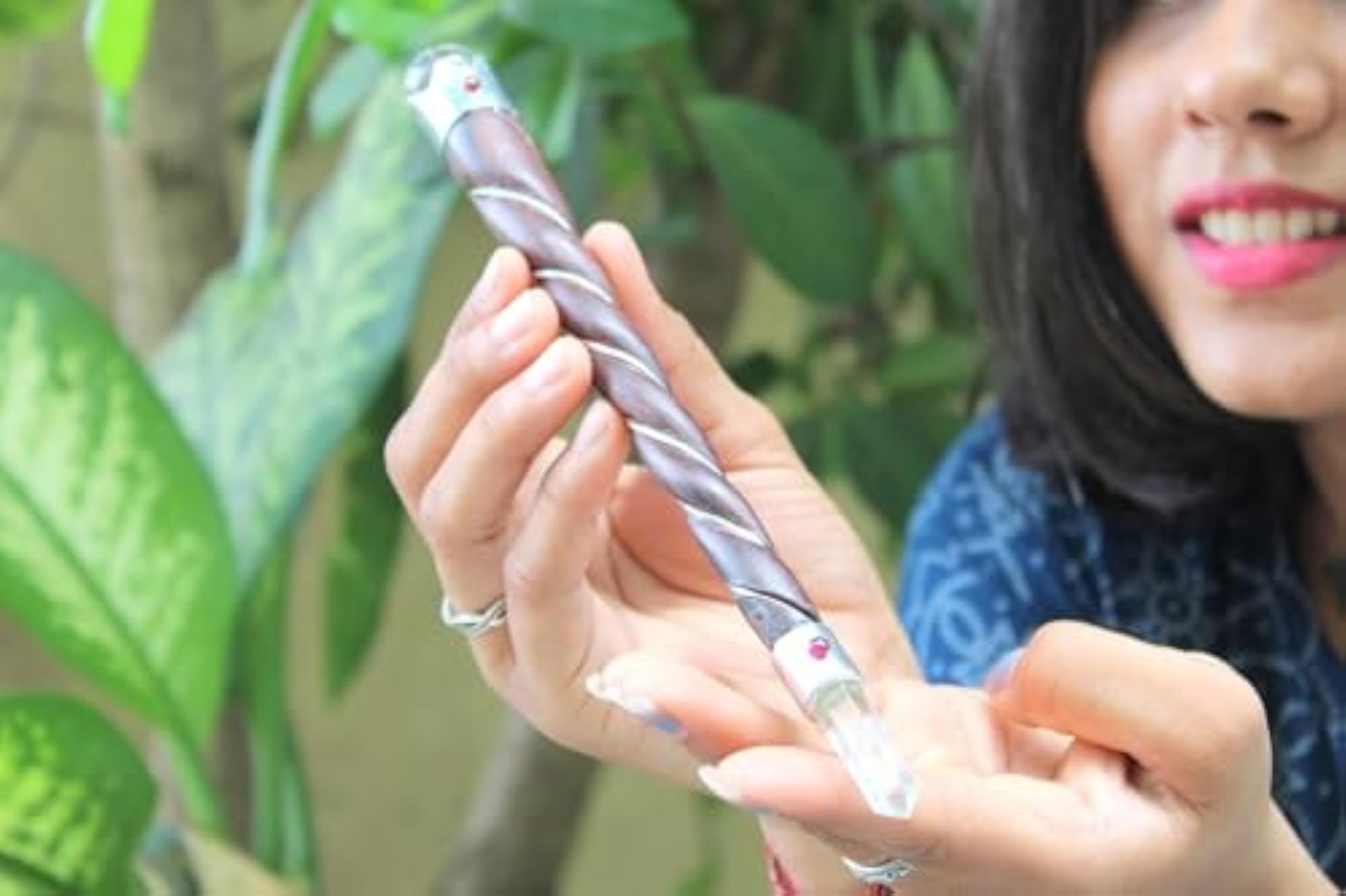 Jet Rosewood Twisted Thick Healing Wand Stick for Energy Balancing