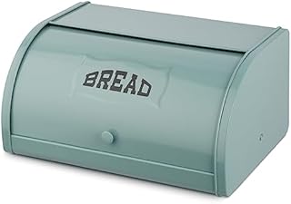 Hossejoy Metal Bread Box, Countertop Bread Storage, Bread Boxes with Roll Top Lid, Bread Bin Container Holder, Breadbox Holds for Your Kitchen Counter (Green)