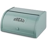 Hossejoy Metal Bread Box, Countertop Bread Storage, Bread Boxes with Roll Top Lid, Bread Bin Container Holder, Breadbox Holds for Your Kitchen Counter (Green)