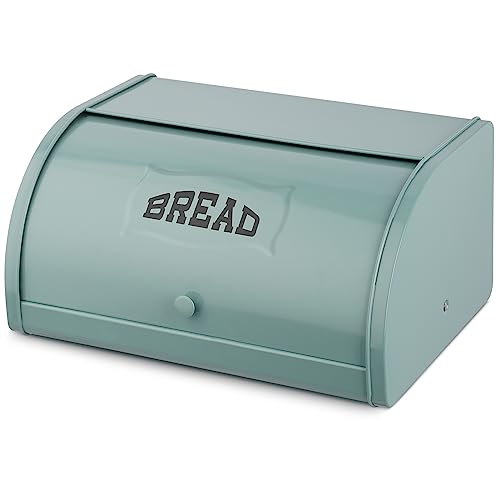Hossejoy Paneira de metal, armazenamento de pão para bancada, caixas de pão com tampa superior enrolável, suporte para recipientes de pão, caixa de pão para a sua bancada de cozinha (verde)