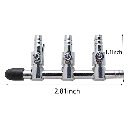 Image of TAODAN 2PCS 3-Way Aquarium Metal Gang Manifold Air Line Control Valve Air Tap Air Splitter Stainless Steel Air Flow Splitter Pump Lever Valve
