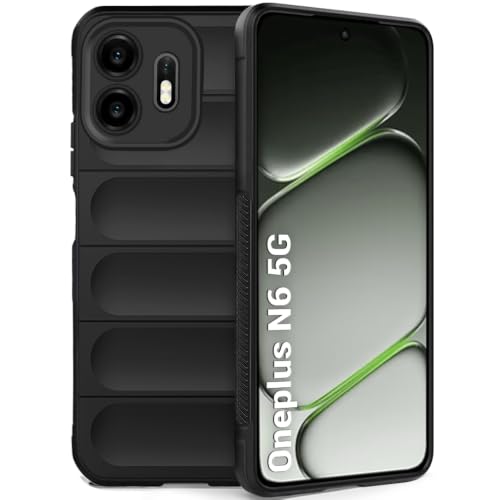Image of TheGiftKart Liquid Silicon Back Cover Case for OnePlus N6 5G | Shockproof Military Grade Protection | Micro-Fibre Cloth On Inner Side | Anti-Slip Grip Back Case Cover for OnePlus N6 5G (TPU, Black)