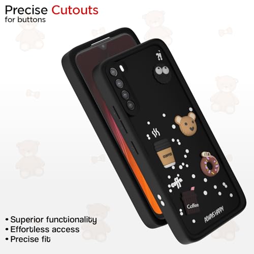 Image of Outlouders Back Cover for Redmi Note 8 | 3D Cartoon Cute Fun Bear | Silicone Full Body Protection Bumper Case (Black)