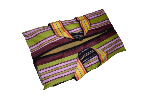 Image of (#B2B25NYXLZip) Reusable EXTRA LARGE Recycled Multicolour Cloth Tote Cum Handbag Jhola Under bed storage bag for clothes 20 x 14 x 12 inch with Zip closure