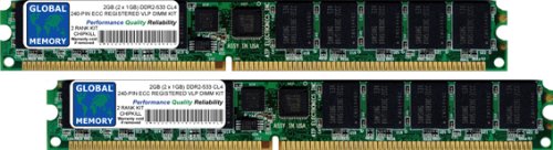  GLOBAL MEMORY 2 GB (2 x 1 GB) DDR2 533 MHz PC2 – 4200 240-PIN ECC Registered Vlp DIMM Memoria RAM Kit per Servers/Workstations/schede Madri (4 Rank Kit)