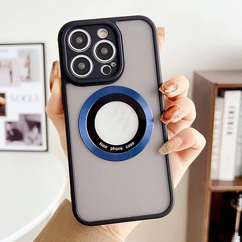 Coque de téléphone transparente antichoc iPhone 14 13 Pro Max charge magnétique bleu