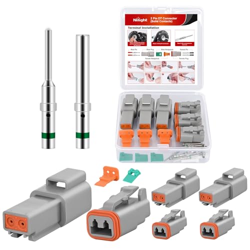 Image of Nilight 2 PIN DT Connector Kit 3 Sets Size 16 Solid Contacts | Waterproof Male Female Terminal for 14-20 AWG DT Series Connectors Car Truck Motorcycle Off-Road Vehicles Boat