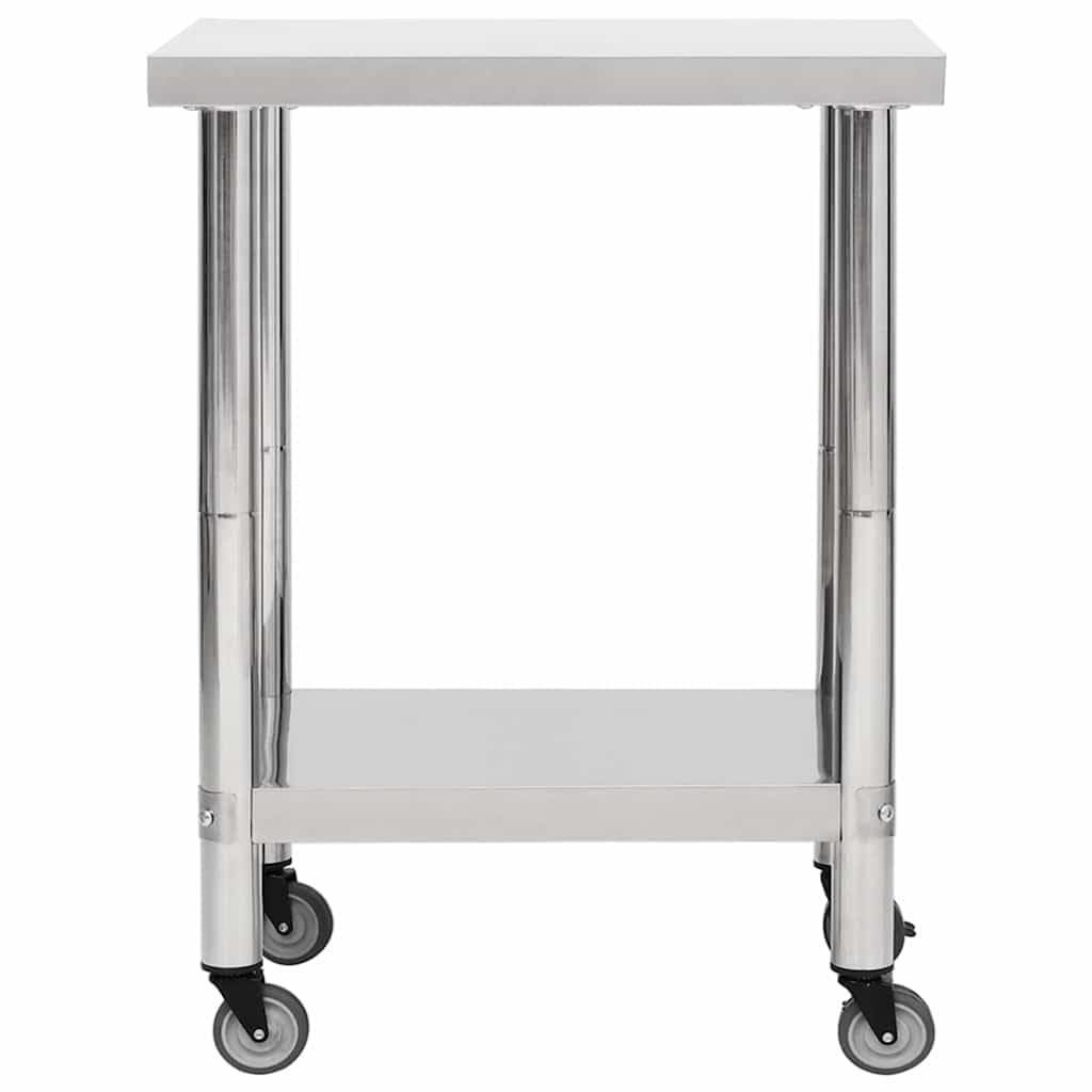 Table de travail en acier inoxydable avec roulettes 80 x 30 x 85