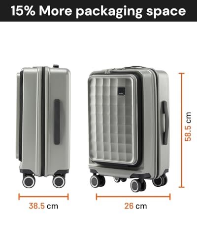Image of SNITCH Rubik Laptop Cabin Size Silver Polycarbonate Hard Travel Suitcase - Trolley Bag Small & Luggage with 8 Wheels, Premium Lock, Laptop Compartment & Free Shoe Bag