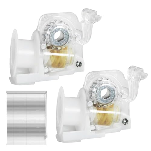 Image of 2PCS Replacement Tilt Mechanisms for Blinds, Household Parts that Require No Drilling, No-Installation Window Rollers, White, with 45x38 mm Hex Hole and 6 mm Bracket