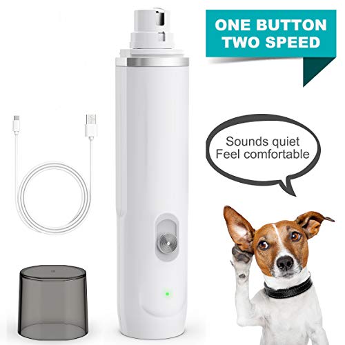 oneisall Dog Nail Grinder - Quiet 2 Speed USB Rechargeable Pet Nail Trimmer