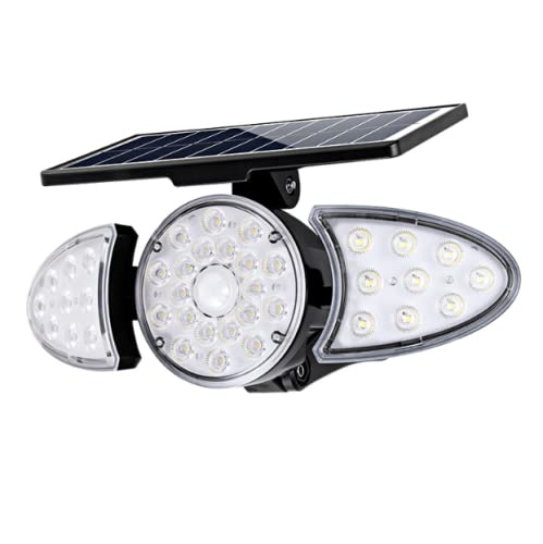 AolytySolar Lights Outdoor, 3 Head Solar Powered Motion Sensor Lights Waterproof Flood Light 3 Work Modes Wall Lights 270° Wide Angle 6500K for Garden Porch Garage Yard Patio Entryway